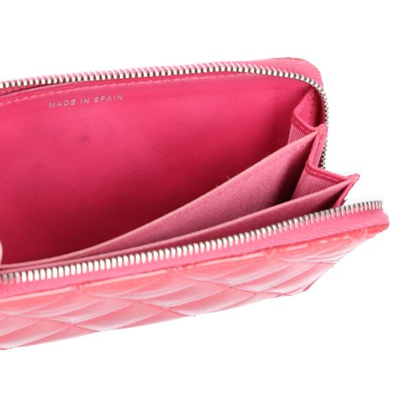CHANEL Mateless Medium Zip Around Wallet Pink Quilted Patent Leather - Picture 8 of 8